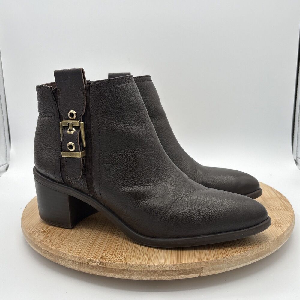 Franco Sarto Eminent Brown Pebbled Leather Chelsea Ankle Boots Womens Size 8.5 M